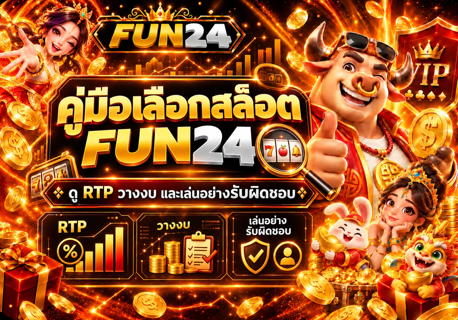 FUN24 | คู่มือเลือกสล็อต ดู RTP และวางงบ